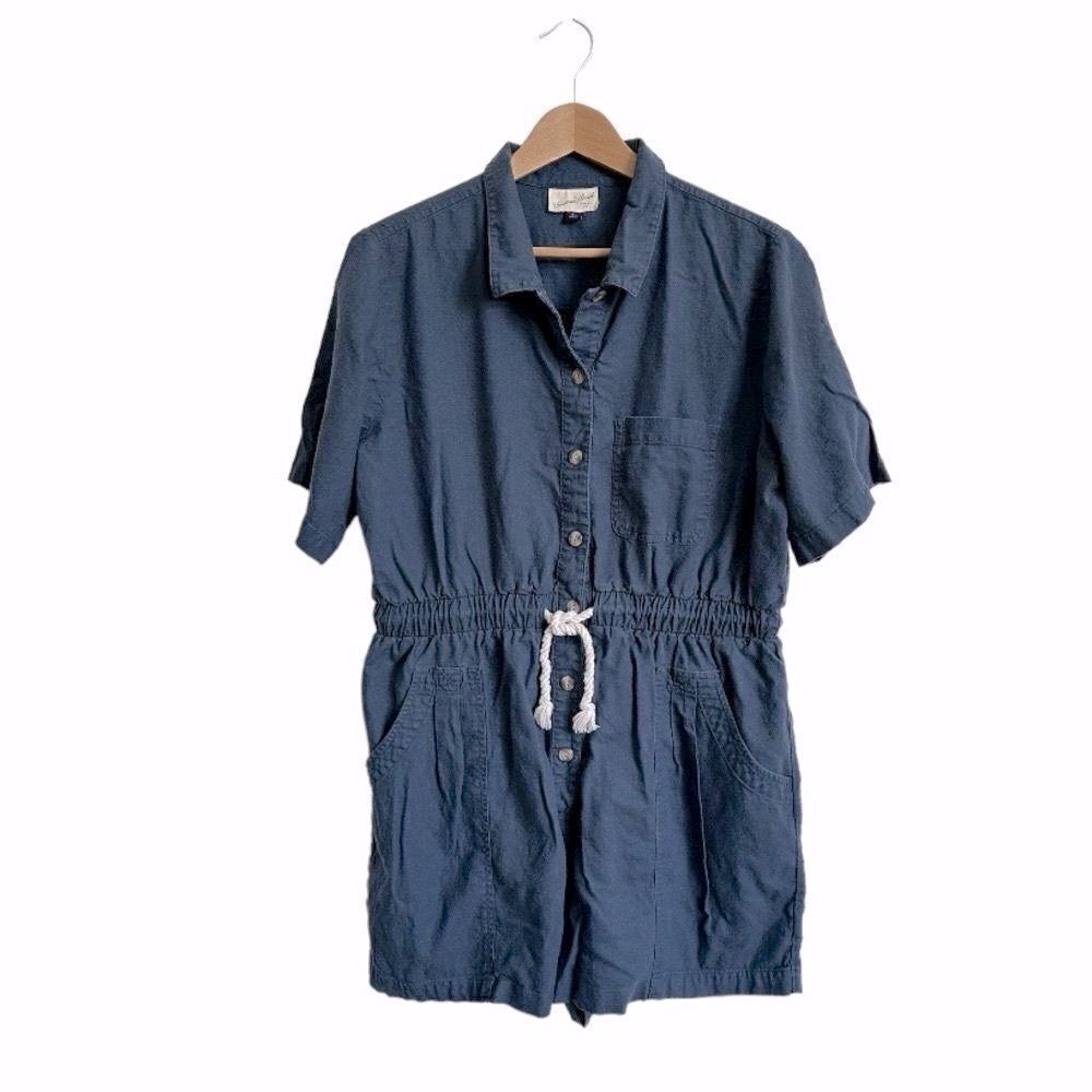 Universal Thread Blue Button Down Romper - Picture 2 of 5